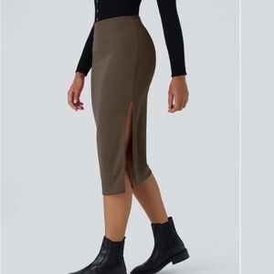 NWT HALARA Ribbed High Waisted Split Bodycon Midi Casual Skirt  M delicioso